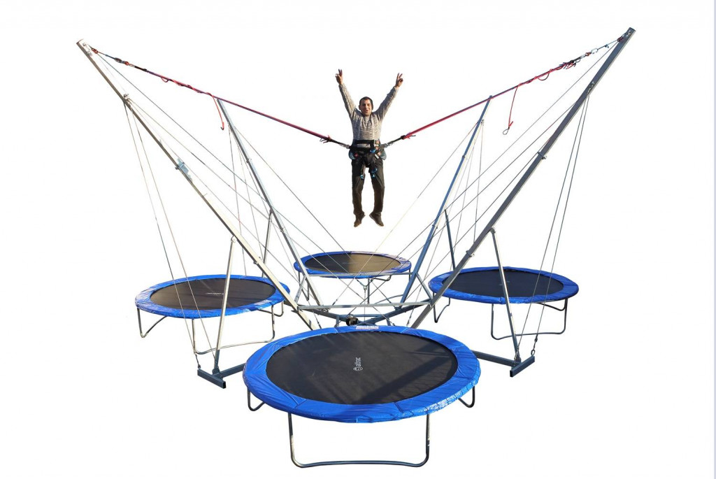 4er Bungee Trampolin Anlage stationär in 4,95m mit Zubehör NEU