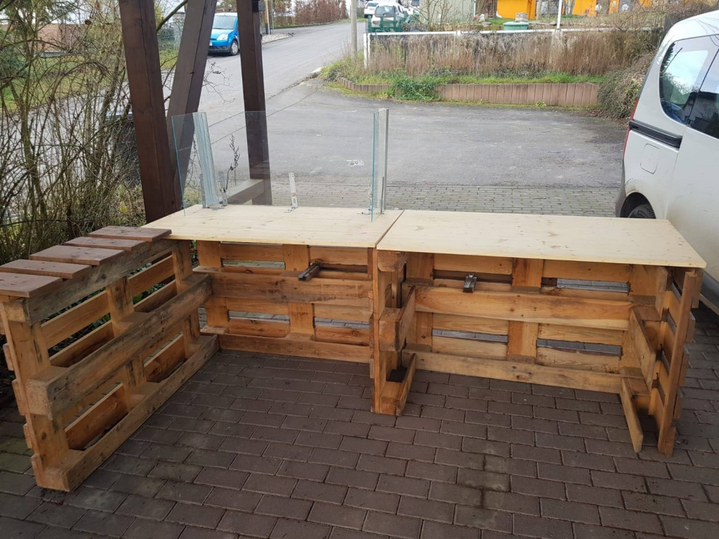 Paletten Theke Mit Spuckschutz Crepes Verkaufsstand